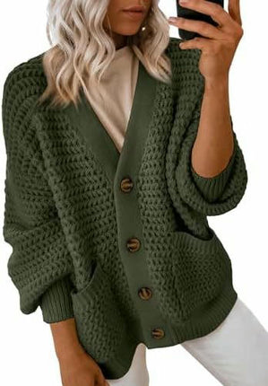 Women's Fashion Casual Front Cardigan Long Sleeve Chunky Knitted Jacket