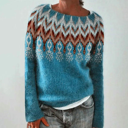 3D Printed Women's Pullover Sweater Casual Loose Long Sleeve Knit Top
