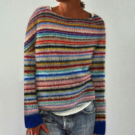 3D Printed Women's Pullover Sweater Casual Loose Long Sleeve Knit Top
