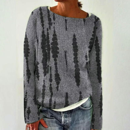 3D Printed Women's Pullover Sweater Casual Loose Long Sleeve Knit Top