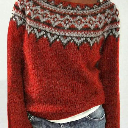 3D Printed Women's Pullover Sweater Casual Loose Long Sleeve Knit Top