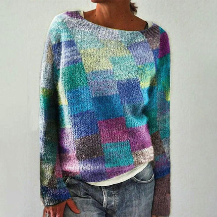 3D Printed Women's Pullover Sweater Casual Loose Long Sleeve Knit Top