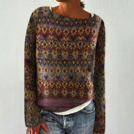 3D Printed Women's Pullover Sweater Casual Loose Long Sleeve Knit Top