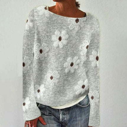 3D Printed Women's Pullover Sweater Casual Loose Long Sleeve Knit Top