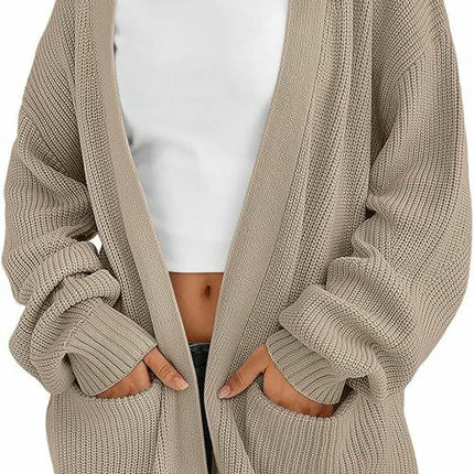 Women's Solid Color Knitted Cardigan Sweater Long Sleeve Loose Buttonless