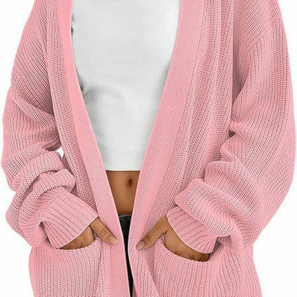 Women's Solid Color Knitted Cardigan Sweater Long Sleeve Loose Buttonless