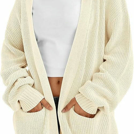 Women's Solid Color Knitted Cardigan Sweater Long Sleeve Loose Buttonless