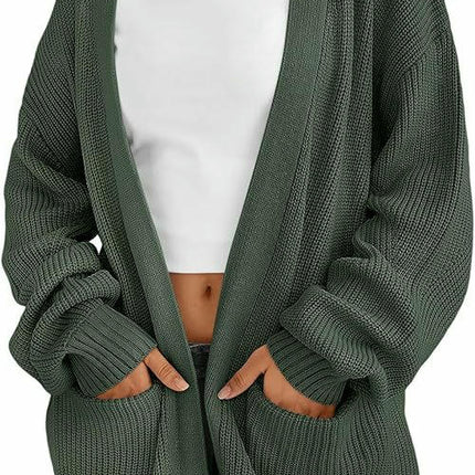 Women's Solid Color Knitted Cardigan Sweater Long Sleeve Loose Buttonless