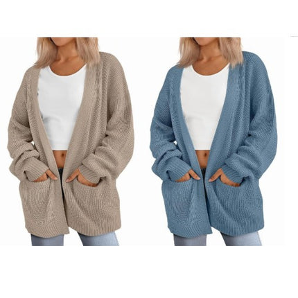 Women's Solid Color Knitted Cardigan Sweater Long Sleeve Loose Buttonless