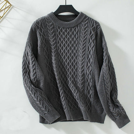 Women's Fashion Sweater Crewneck Long Sleeve Vintage Casual Pullover Tops