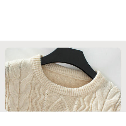 Women's Fashion Twist Sweater Long Sleeve Crewneck Vintage Casual Pullover Tops