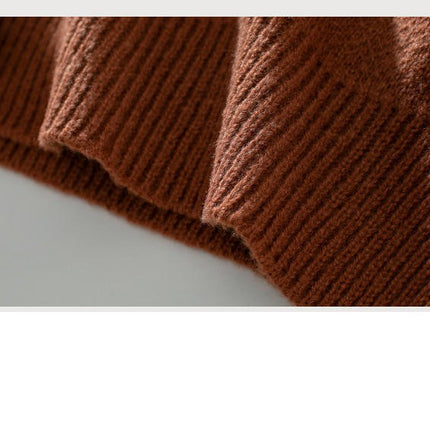 Women's Knitted Sweater Contrast Colors Long Sleeve Crew Neck Pullover Sweater