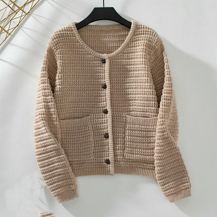 Women's Knit Cardigan Long Sleeve Open Front Button Down Casual Sweater Jacket
