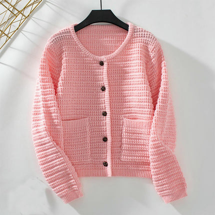 Women's Knit Cardigan Long Sleeve Open Front Button Down Casual Sweater Jacket