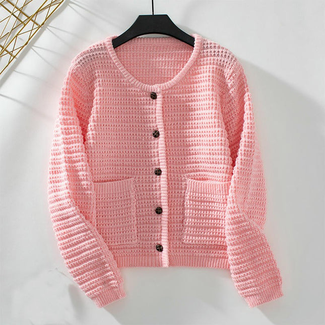 Women's Knit Cardigan Long Sleeve Open Front Button Down Casual Sweater Jacket