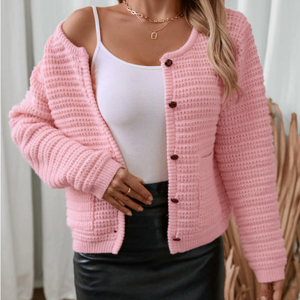 Women's Knit Cardigan Long Sleeve Open Front Button Down Casual Sweater Jacket
