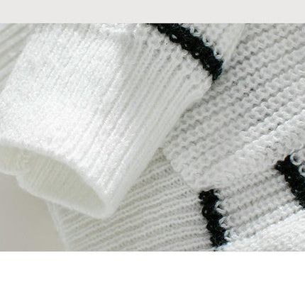 Women's Striped Hooded Cardigan Long Sleeve Button Knit Sweater with Pockets