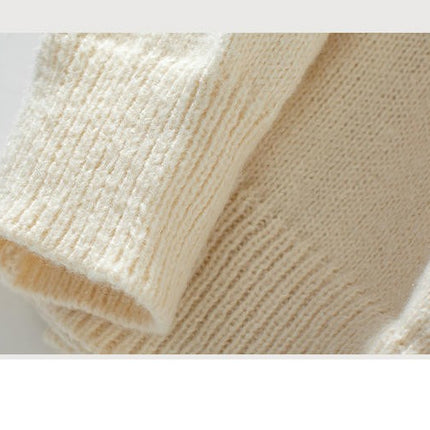Women's Casual Floral Round Neck Pullover Long Sleeve Cable Knit Cardigan