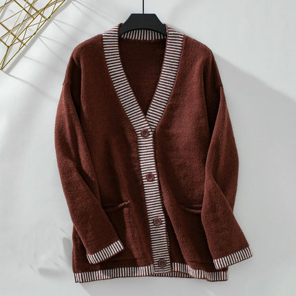 Women's Lightweight Long Sleeve Cardigan Button Knit Sweater with Pockets