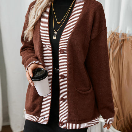 Women's Lightweight Long Sleeve Cardigan Button Knit Sweater with Pockets