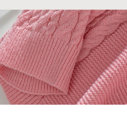Women's Casual Solid Color Round Neck Pullover Long Sleeve Cable Knit Sweater