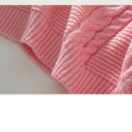 Women's Casual Solid Color Round Neck Pullover Long Sleeve Cable Knit Sweater