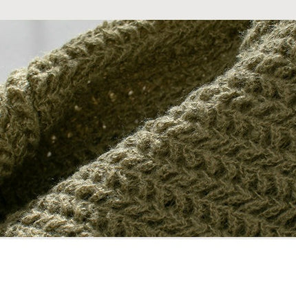 Women's Solid Color Knitted Cardigan Sweater Casual Bell Sleeve Pocket Coat