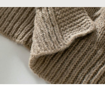 Women's Hooded Knitted Cardigan Casual Loose Long Sleeve Sweater Jacket