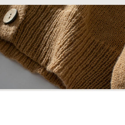 Women's Contrast Color V-Neck Knit Cardigan Casual Long Sleeve Button Jacket