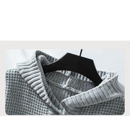 Womens Hooded Button Knit Cardigan Loose Long Sleeve Sweater Jacket with Pockets