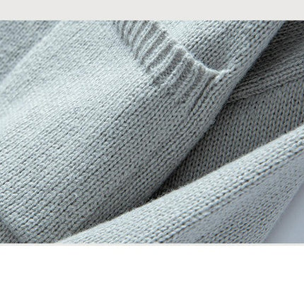 Women's V-neck Pullover Sweater Solid Color Pocket Casual Loose Knit Cardigan
