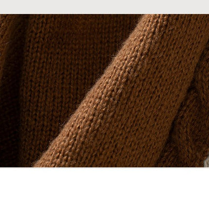 Women's Colorblock Pullover Sweater Round Neck Cable Knit Long Sleeve Top