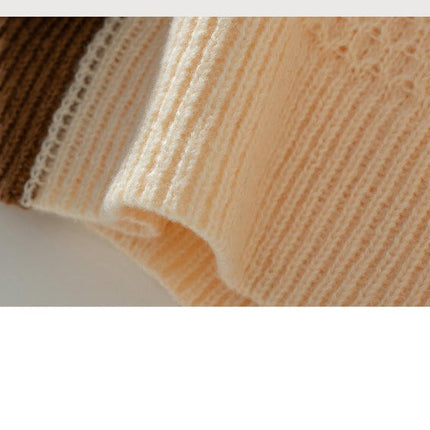 Women's Colorblock Pullover Sweater Round Neck Cable Knit Long Sleeve Top