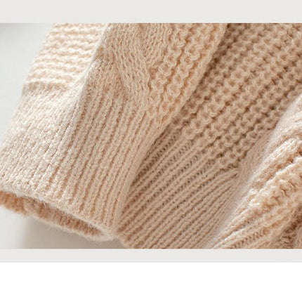 Women's Turtleneck Cable Tassel Sweater Casual Loose Long Sleeve Knit Top