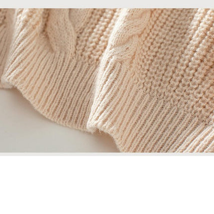 Women's Turtleneck Cable Tassel Sweater Casual Loose Long Sleeve Knit Top