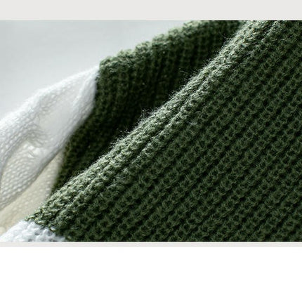 Women's Fashion Round Neck Colorblock Sweater Casual Loose Long Sleeve Knit Top