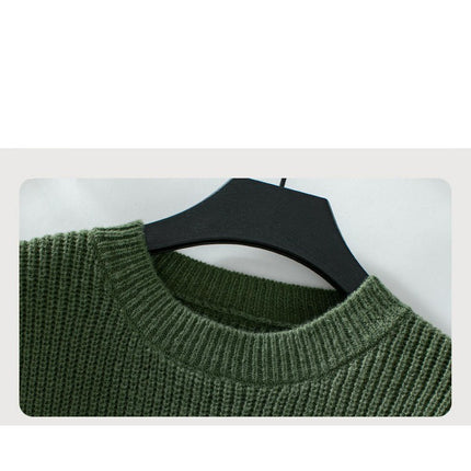 Women's Fashion Round Neck Colorblock Sweater Casual Loose Long Sleeve Knit Top