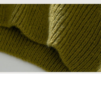 Women's Casual Shirt Collar Stitching Pullover Long Sleeve Knitted Sweater Top