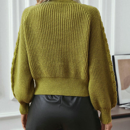 Women's Casual Shirt Collar Stitching Pullover Long Sleeve Knitted Sweater Top