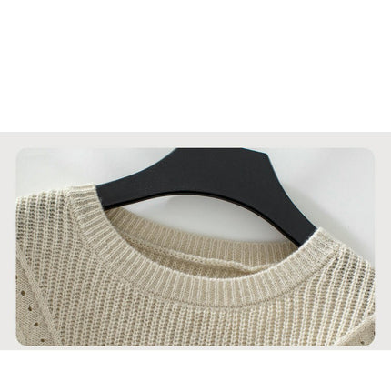 Women's Fashion Round Neck Sweater Casual Light Pet Long Sleeve Knit Top