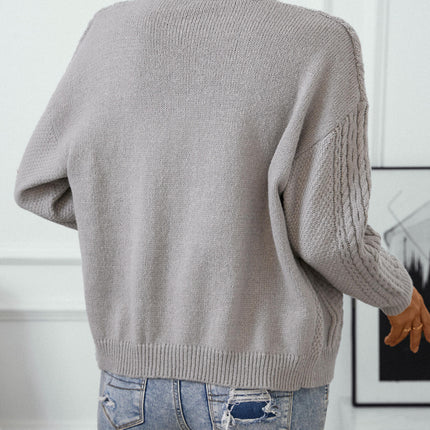 Women's Solid Color Button Knit Cardigan Loose Casual Long Sleeve Sweater Jacket