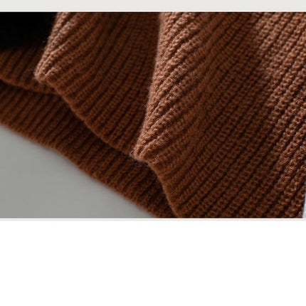 Women's Contrast Striped Crew Neck Sweater Casual Loose Long Sleeve Knit Top