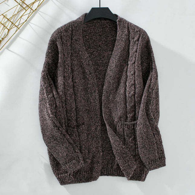 Women's Pocket Knitted Cardigan Winter Casual Long Sleeve Sweater Jacket