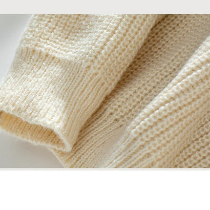 Women's Rainbow Striped Sweater Round Neck Long Sleeve Casual Loose Knit Top