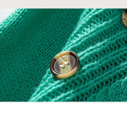 Women's Solid Color Pullover Knitted Long Sleeve Casual Button Sweater Tops