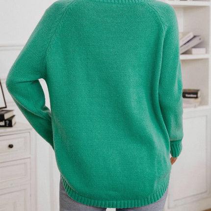 Women's Solid Color Pullover Knitted Long Sleeve Casual Button Sweater Tops