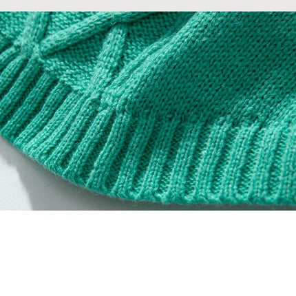 Women's Solid Color Pullover Knitted Long Sleeve Casual Button Sweater Tops