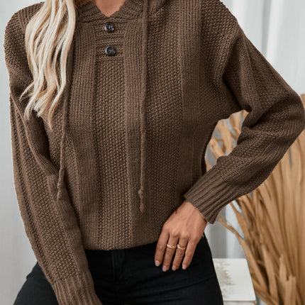 Women's Hooded Drawstring Pullover Sweater Long Sleeve Casual Sweater Jacket