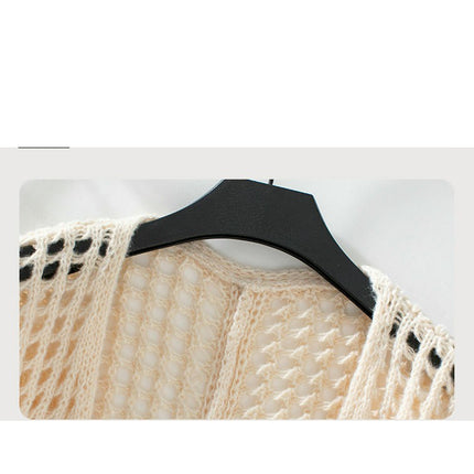 Women's Hollow Knit Cardigan Summer Long Sleeve Casual Loose Beach Jacket