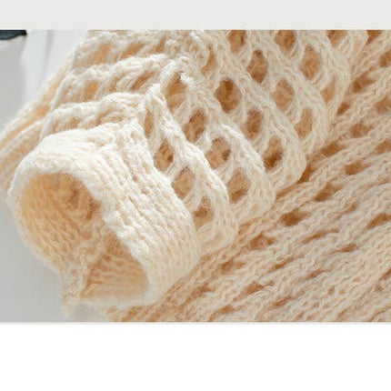 Women's Hollow Knit Cardigan Summer Long Sleeve Casual Loose Beach Jacket